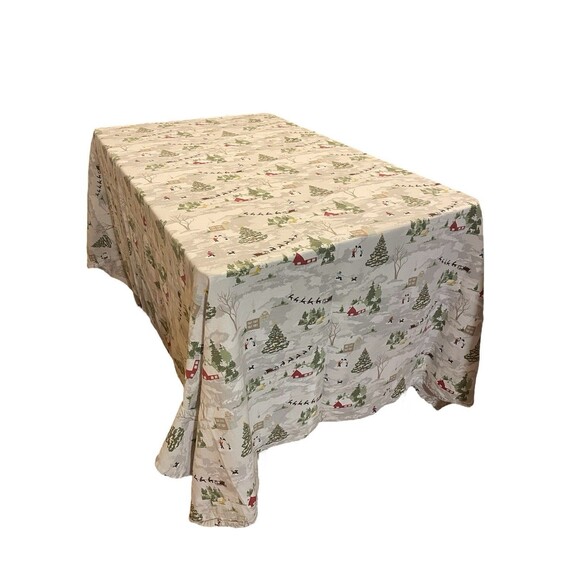 Envogue Holiday Tablecloth Christmas Farm Print 88x58” - Picture 5 of 5